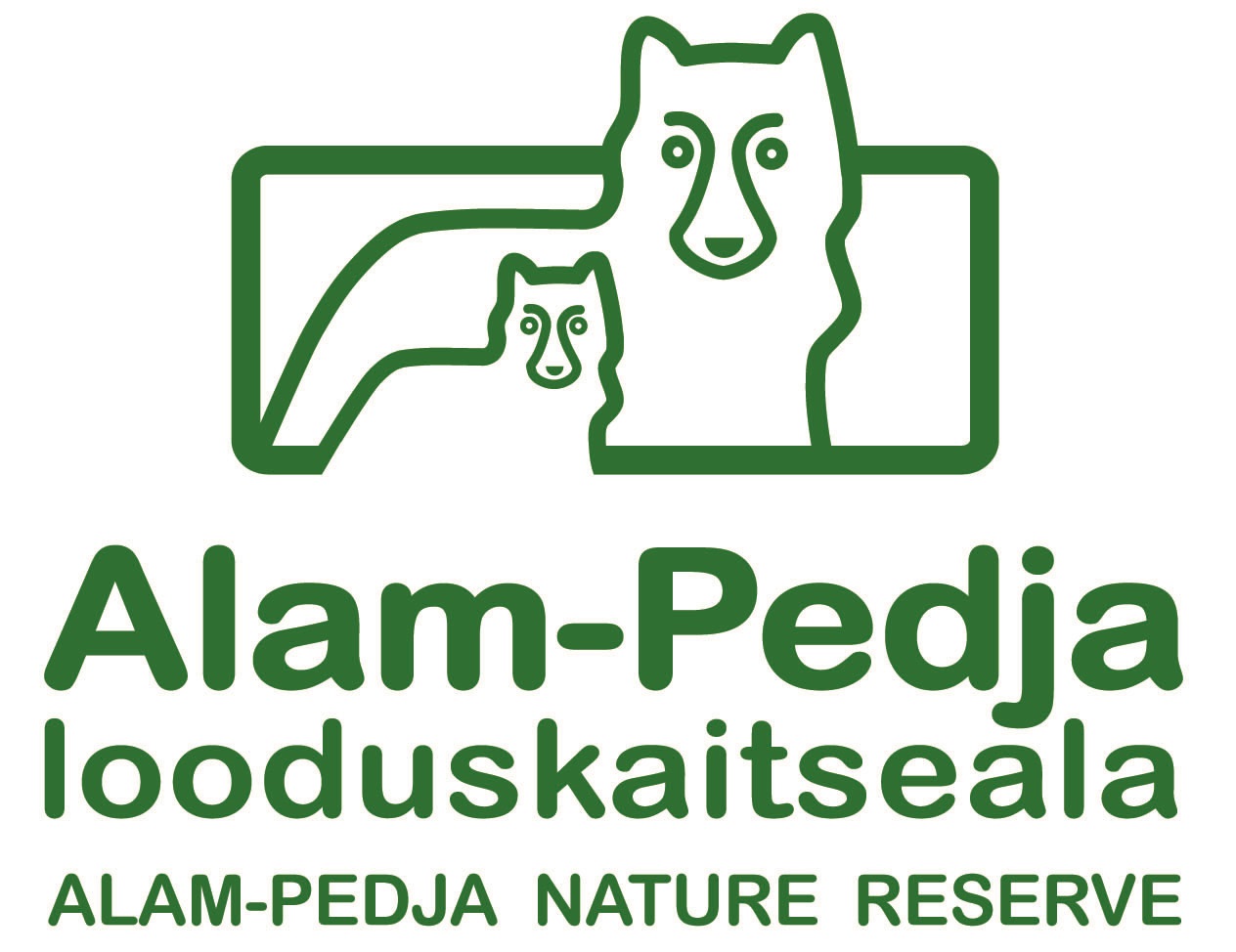 logo kahe hundi joonistusega on Alam-Pedja looduskaitseala sümbol